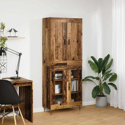 Highboard 2 pcs Gammelt træ Konstrueret træ