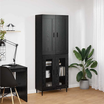 Highboard 2 pcs Sort eg Konstrueret træ