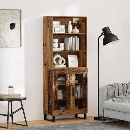 Highboard 2 pcs Gammelt træ Konstrueret træ