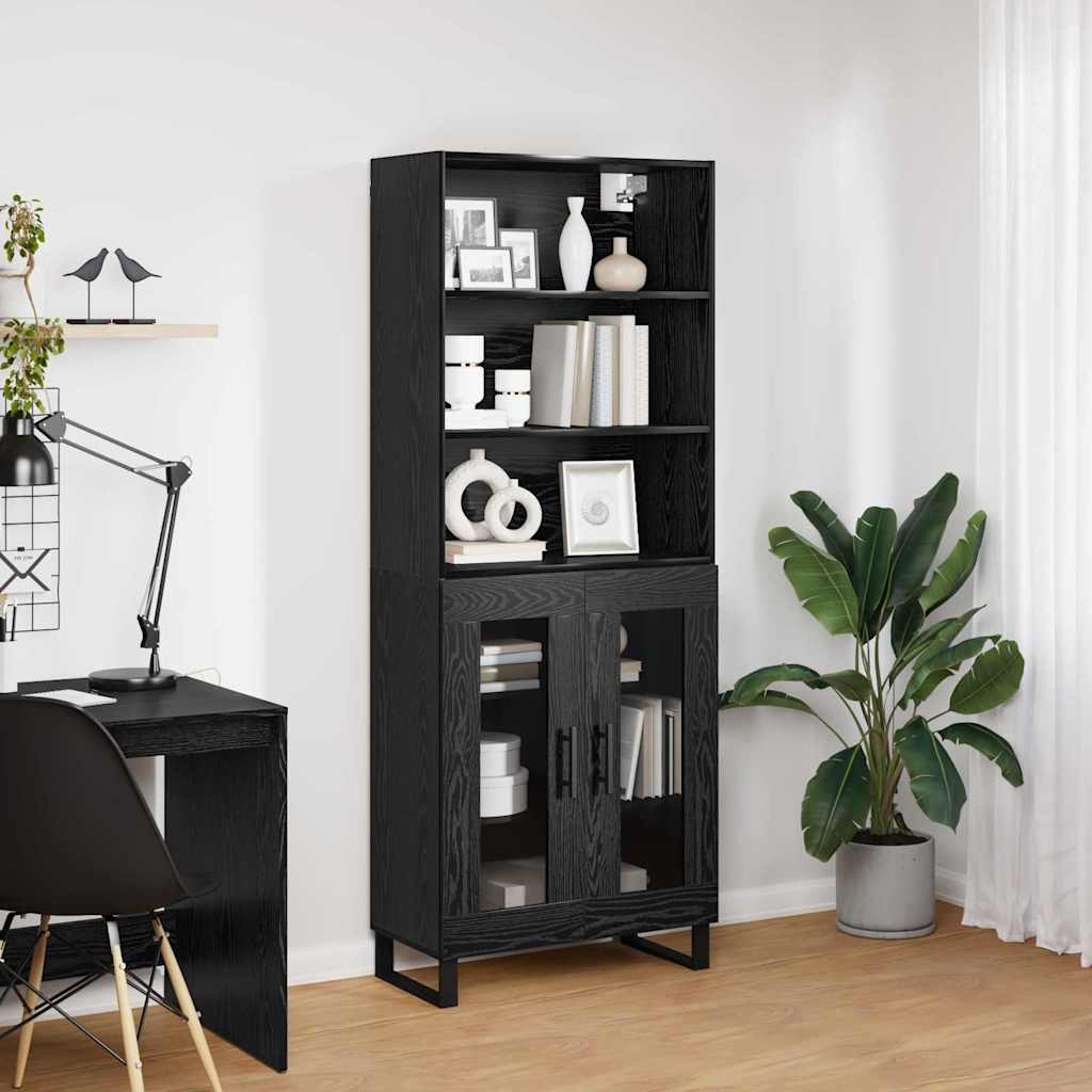 Highboard 2 pcs Sort eg Konstrueret træ