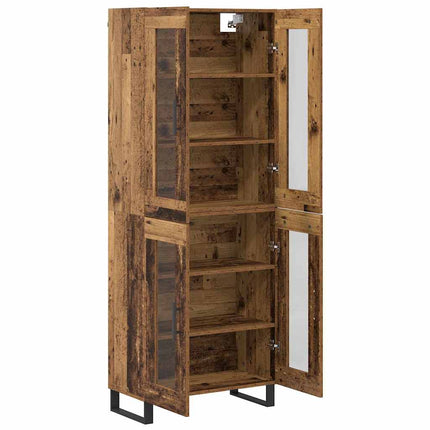 Highboard 2 pcs Gammelt træ Ingeniørtræ og glas