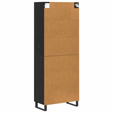 Highboard 2 pcs Sort eg Ingeniørtræ og glas