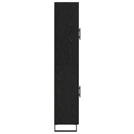 Highboard 2 pcs Sort eg 69,5 x 34 x 180 cm Ingeniørtræ og glas