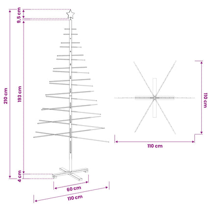 Træ juletræ med stativ Brun 210 cm Bambus