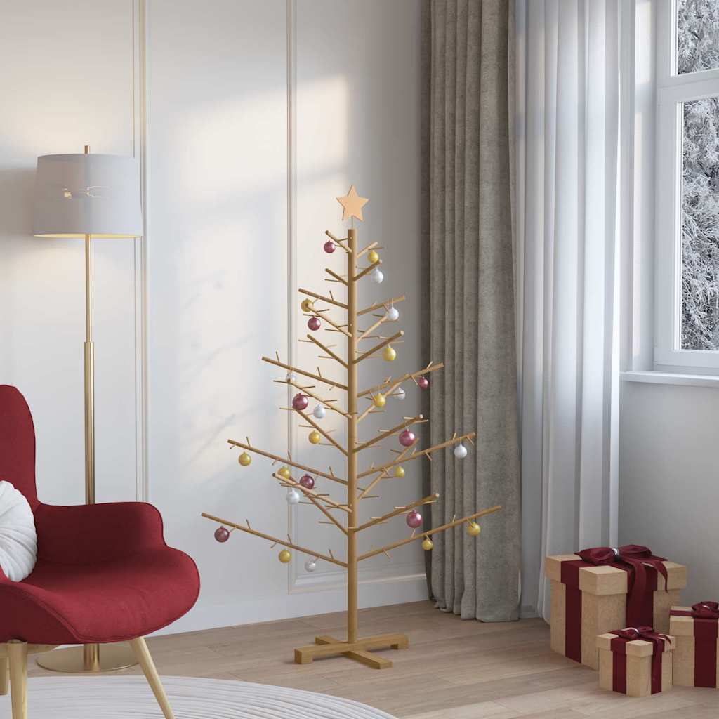 Træ juletræ med stativ Brun 150 cm Massivt fyrretræ