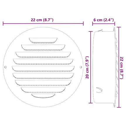 Luftventilationsdæk 4 pcs Sølv 200 mm Rustfrit stål