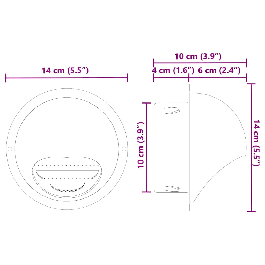 Luftventilationsdæk 8 pcs Sølv 100 mm Rustfrit stål
