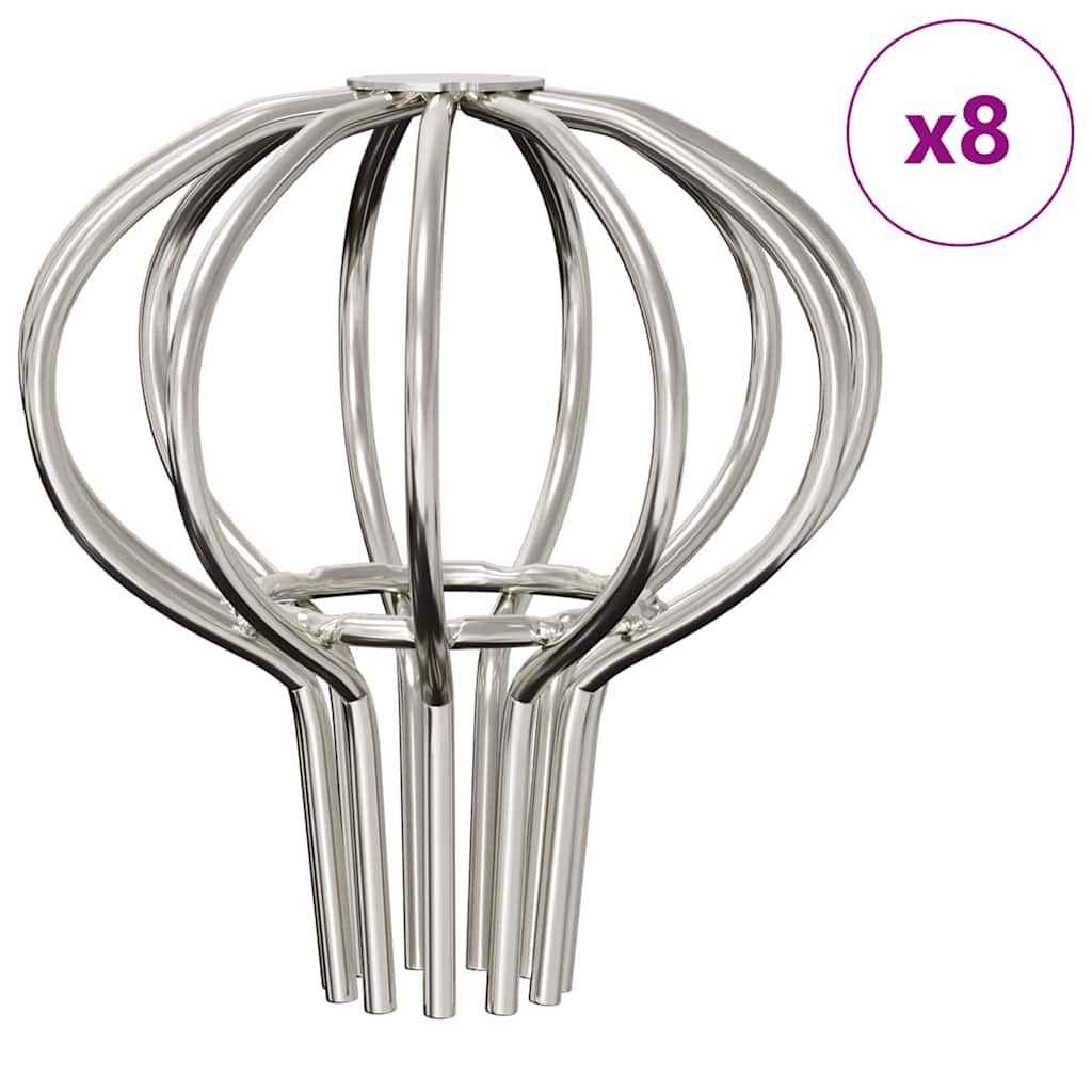 Tagrende bladbeskytter 8 pcs Sølv 50 mm Rustfrit stål