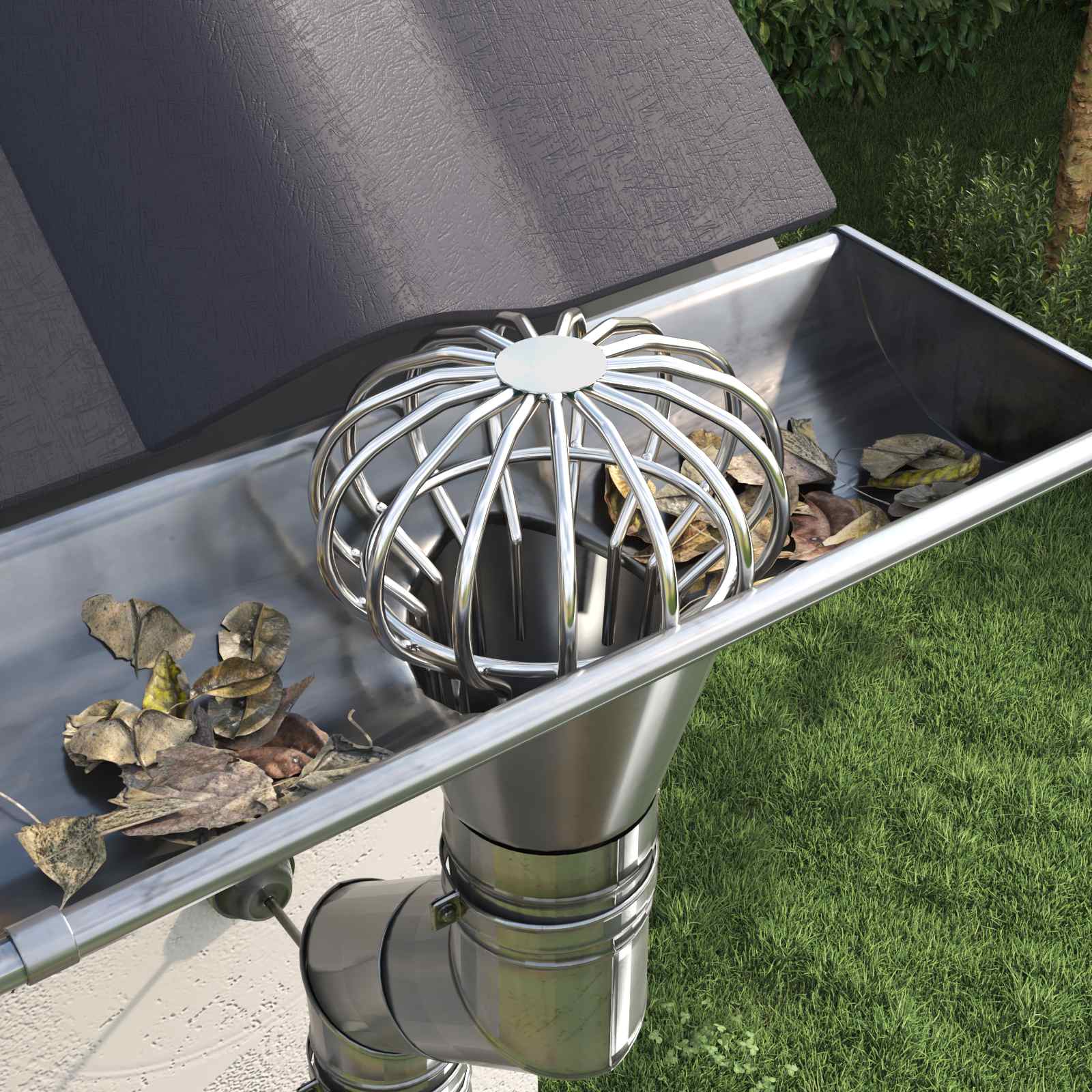 Tagrende bladbeskytter 8 pcs Sølv 110 mm Rustfrit stål
