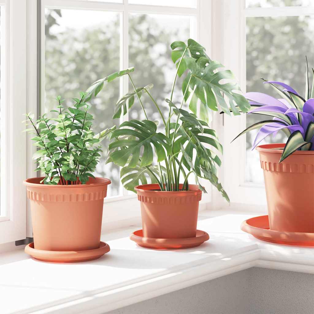 Rund Blomsterpotte 6 pcs Mursten Rød Ø 12,5 x 10 cm Plastik