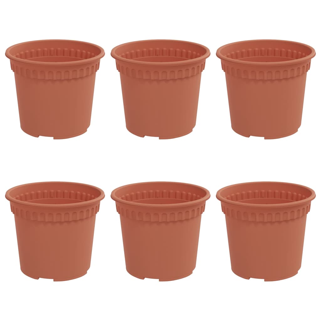 Rund Blomsterpotte 6 pcs Mursten Rød Ø 12,5 x 10 cm Plastik