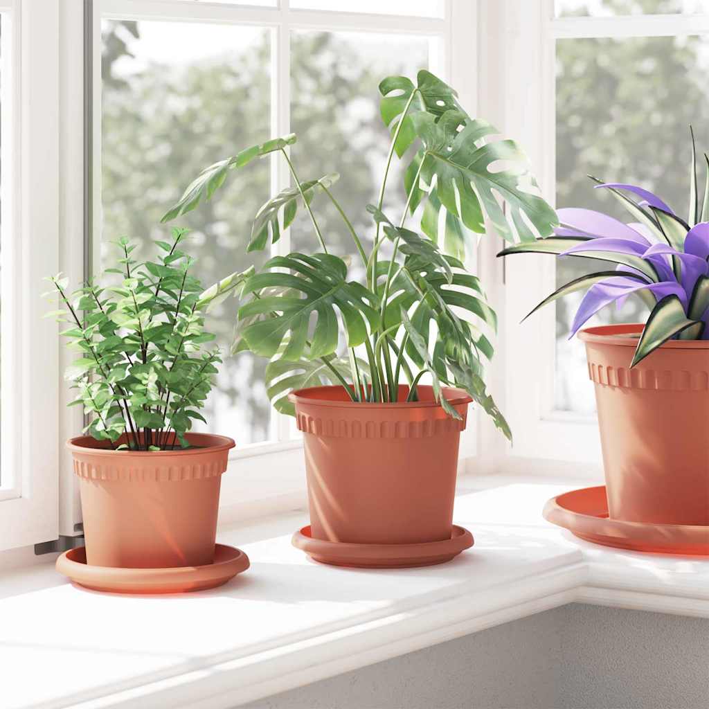 Rund Blomsterpotte 6 pcs Mursten Rød Ø 15 x 12 cm Plastik