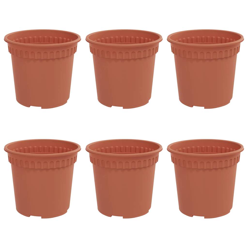Rund Blomsterpotte 6 pcs Mursten Rød Ø 15 x 12 cm Plastik