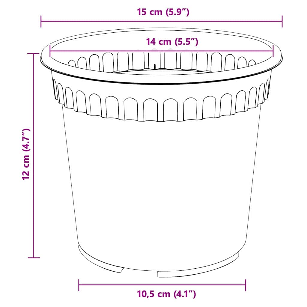 Rund Blomsterpotte 6 pcs Mursten Rød Ø 15 x 12 cm Plastik