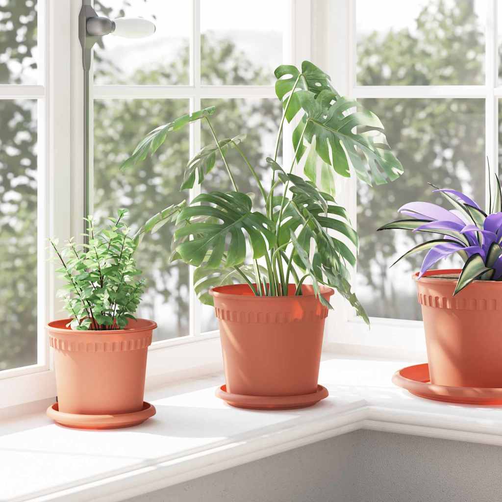Rund Blomsterpotte 6 pcs Mursten Rød Ø 17 x 14 cm Plastik