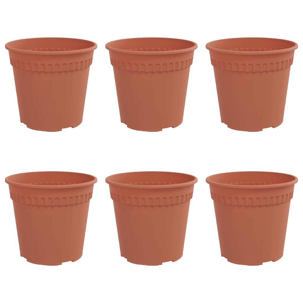Rund Blomsterpotte 6 pcs Mursten Rød Ø 17 x 14 cm Plastik