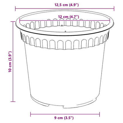 Rund Blomsterpotte 6 stk. Sort Ø 12,5 x 10 cm Plastik