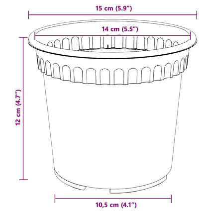 Rund Blomsterpotte 6 stk. Sort Ø 15 x 12 cm Plastik