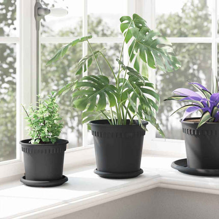 Rund Blomsterpotte 6 pcs Sort Ø 19 x 16 cm Plastik