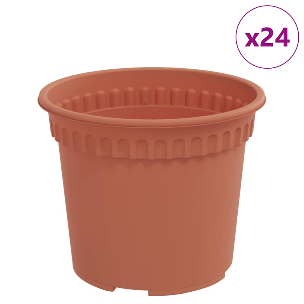 Rund Blomsterpotte 24 pcs Mursten Rød Ø 12,5 x 10 cm Plastik