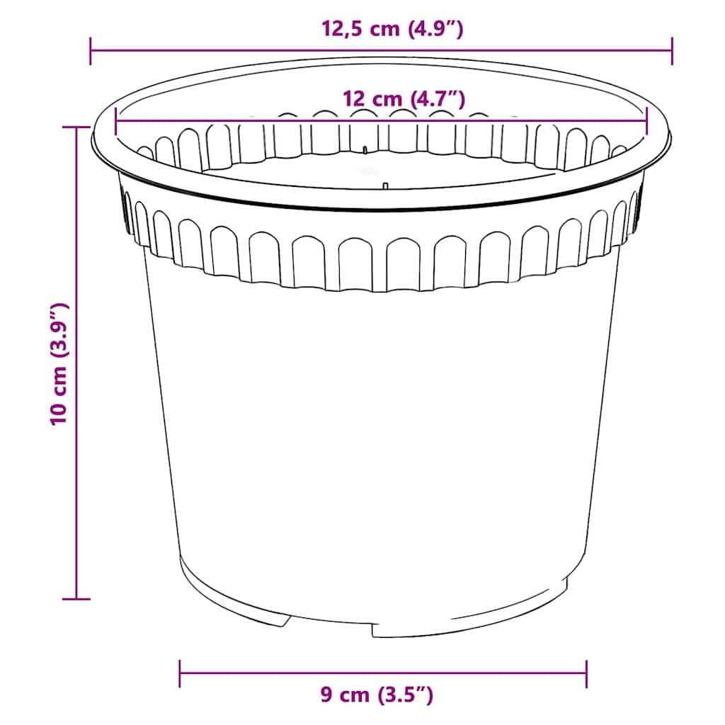 Rund Blomsterpotte 24 pcs Mursten Rød Ø 12,5 x 10 cm Plastik