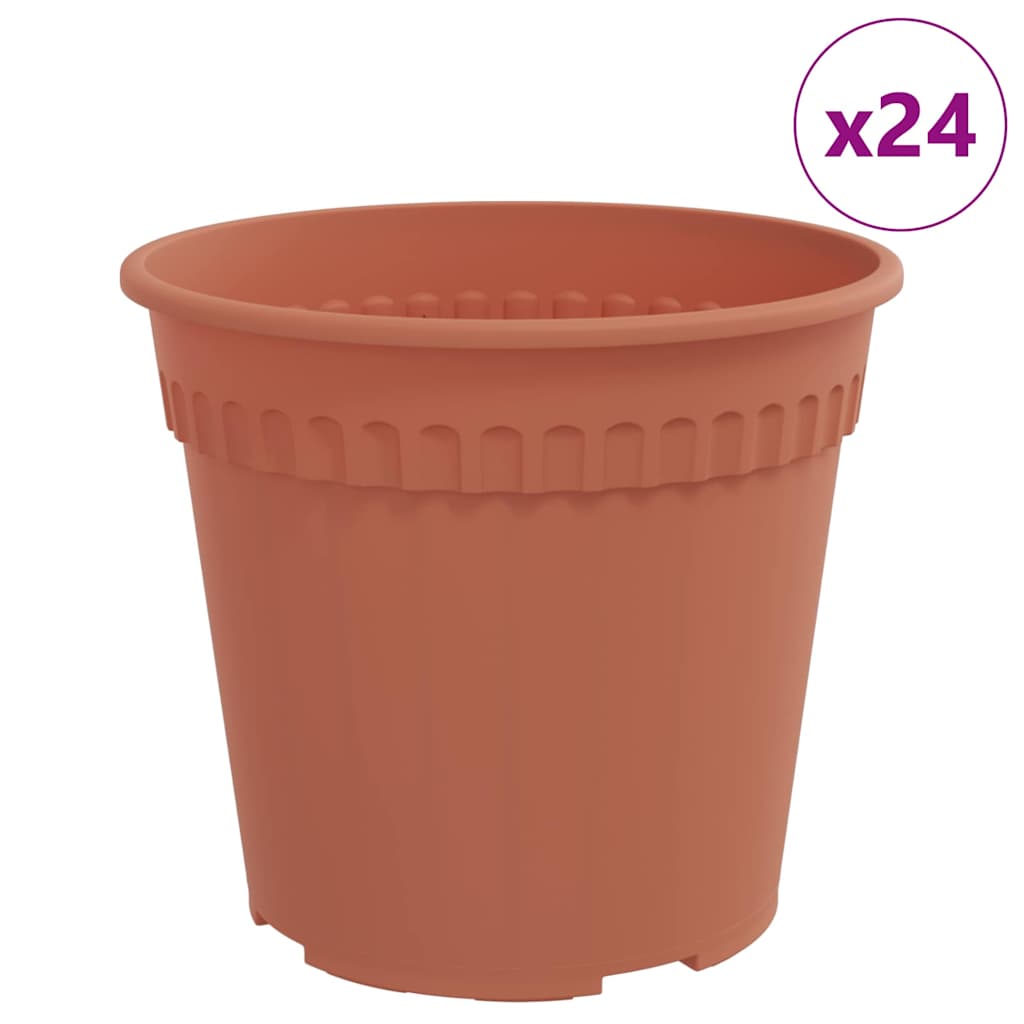 Rund Blomsterpotte 24 pcs Mursten Rød Ø 17 x 14 cm Plastik
