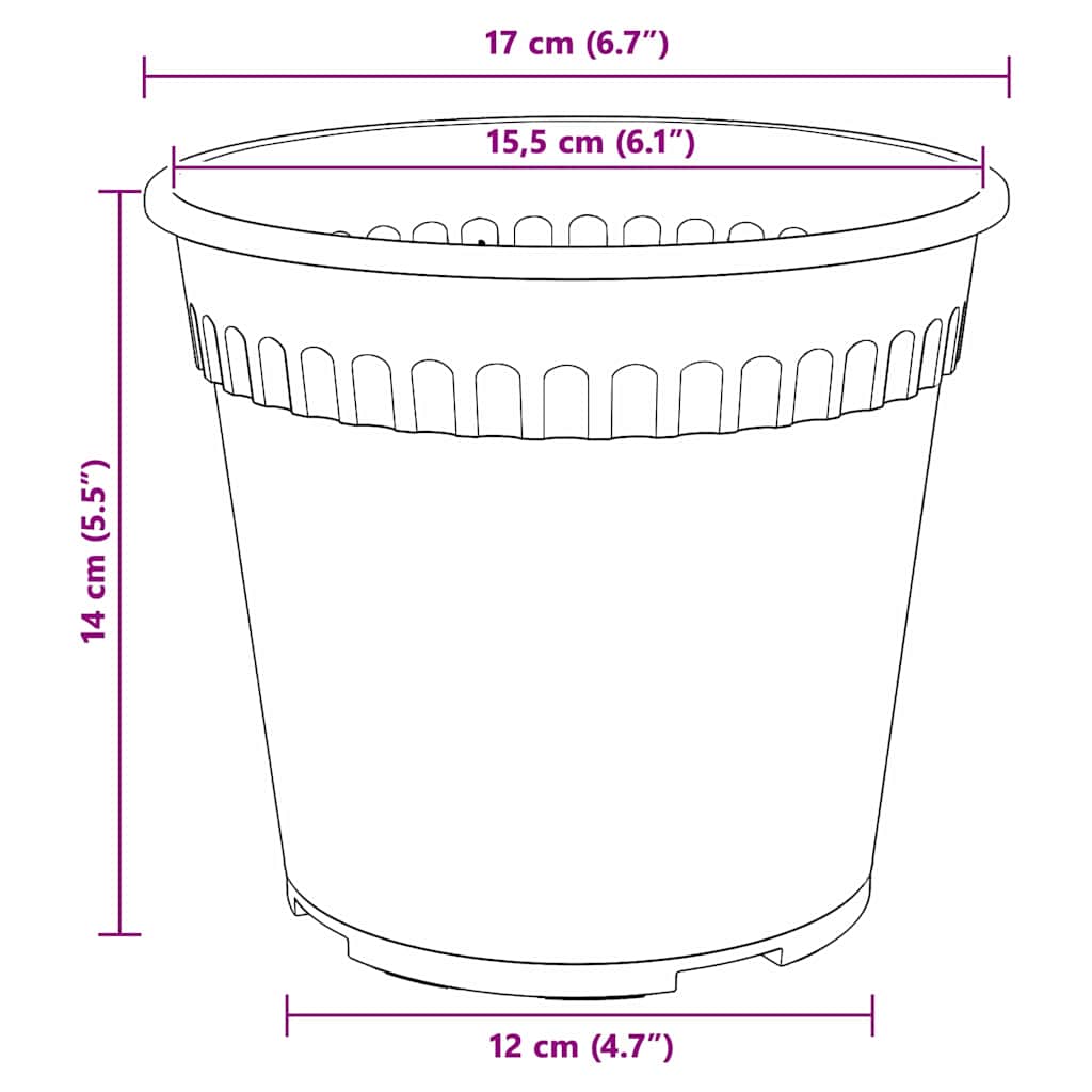 Rund Blomsterpotte 24 pcs Mursten Rød Ø 17 x 14 cm Plastik