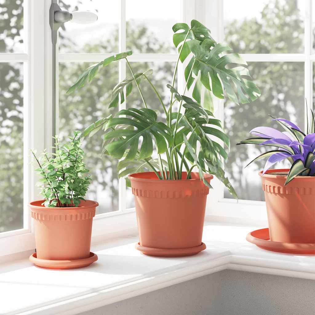 Rund Blomsterpotte 24 pcs Mursten Rød Ø 19 x 16 cm Plastik