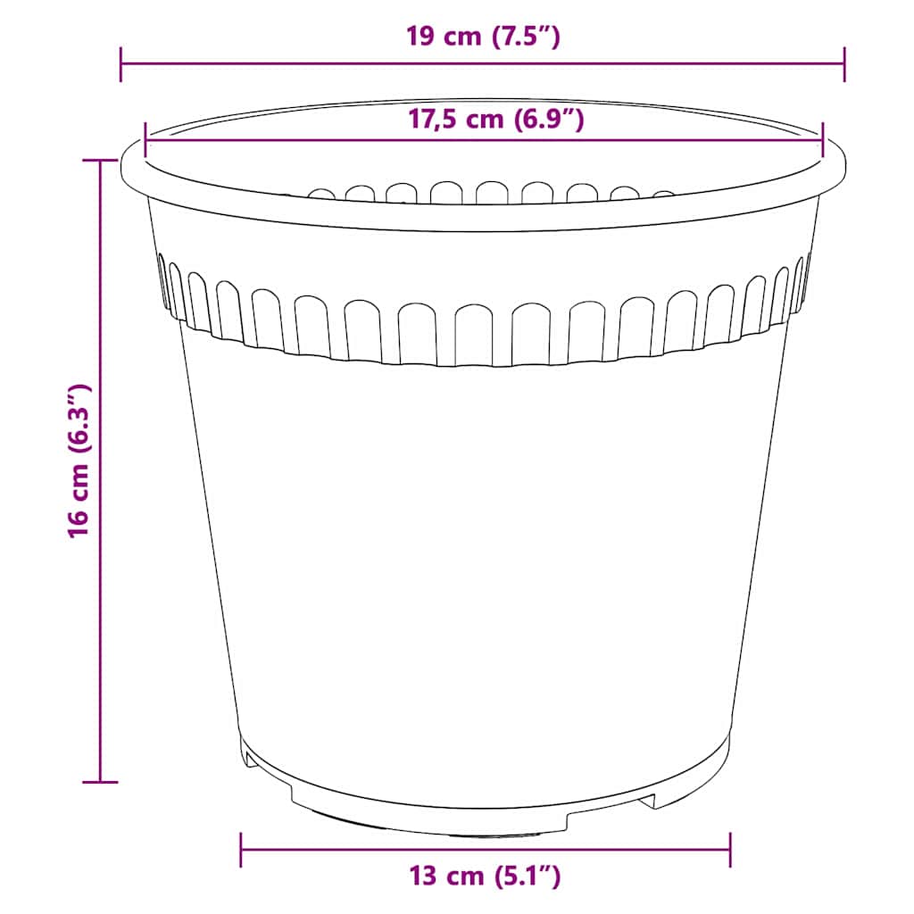 Rund Blomsterpotte 24 pcs Mursten Rød Ø 19 x 16 cm Plastik