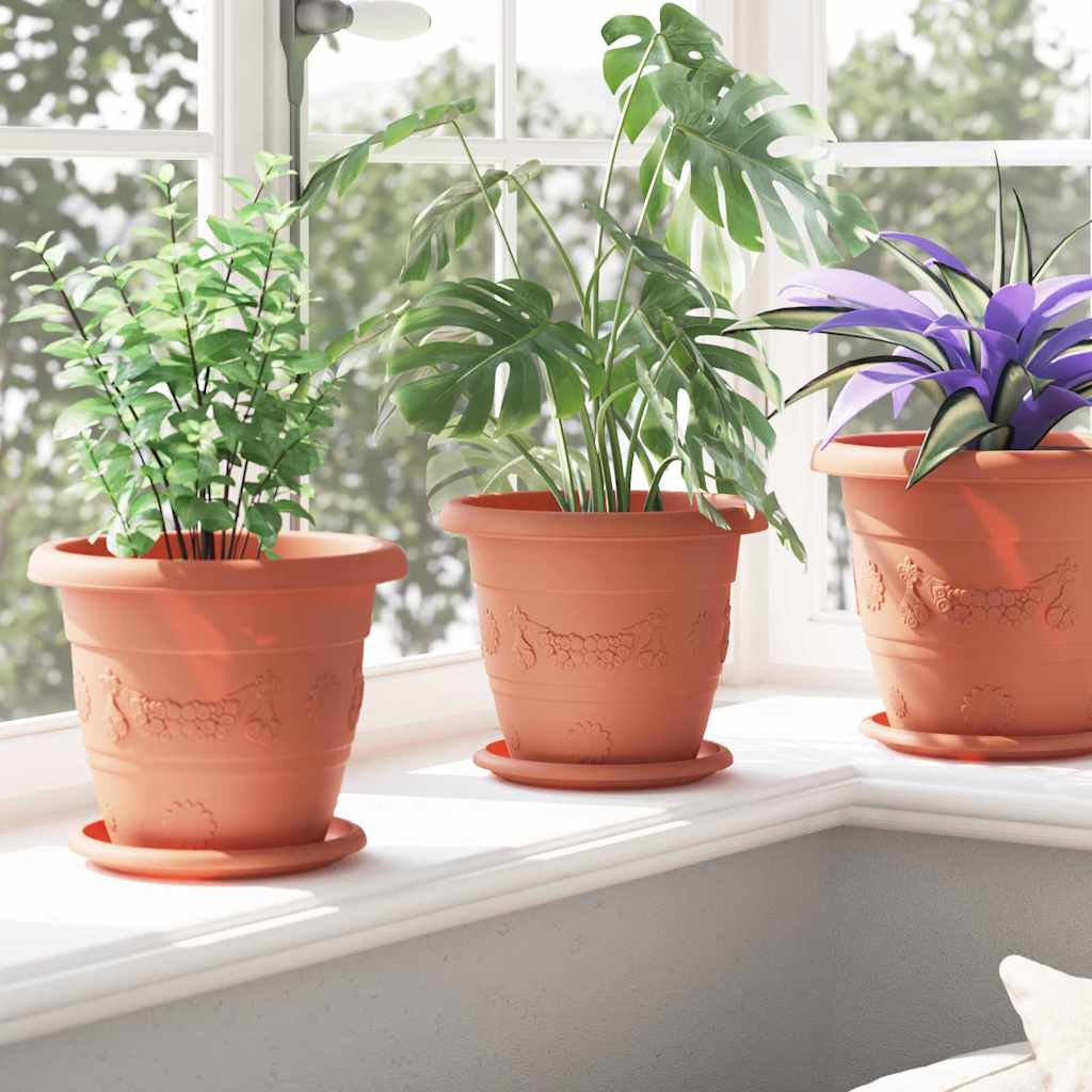 Rund Blomsterpotte 6 pcs Mursten Rød Ø 22 x 18 cm Plastik