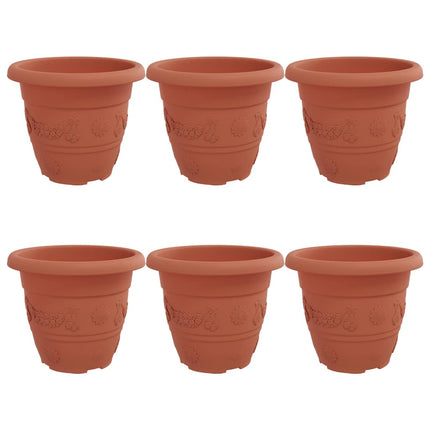 Rund Blomsterpotte 6 stk. Mursten Rød Ø 22 x 18 cm Plastik