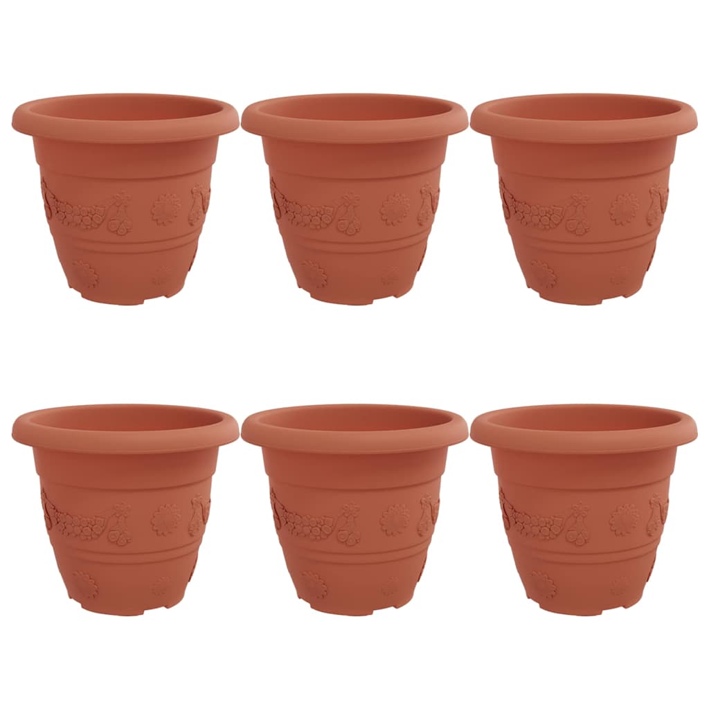 Rund Blomsterpotte 6 pcs Mursten Rød Ø 22 x 18 cm Plastik