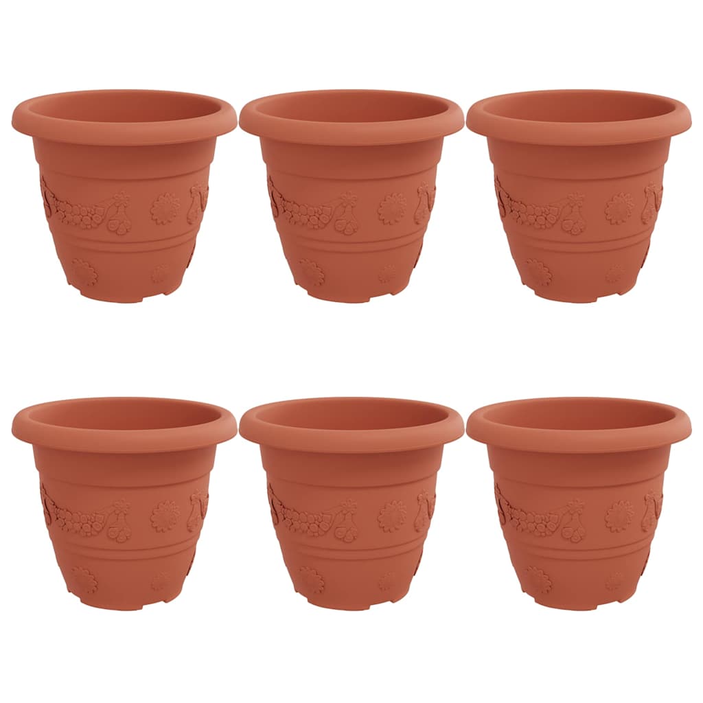 Rund Blomsterpotte 6 pcs Mursten Rød Ø 26 x 21.5 cm Plastik
