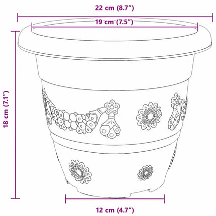 Rund Blomsterpotte 6 stk. Sort Ø 22 x 18 cm Plastik