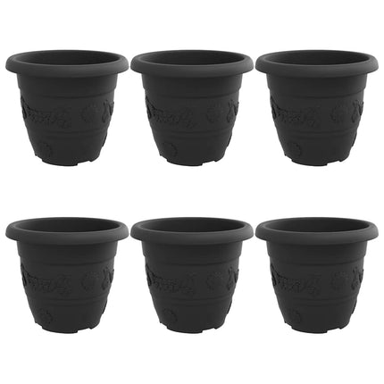 Rund Blomsterpotte 6 pcs Sort Ø 30 x 25 cm Plastik