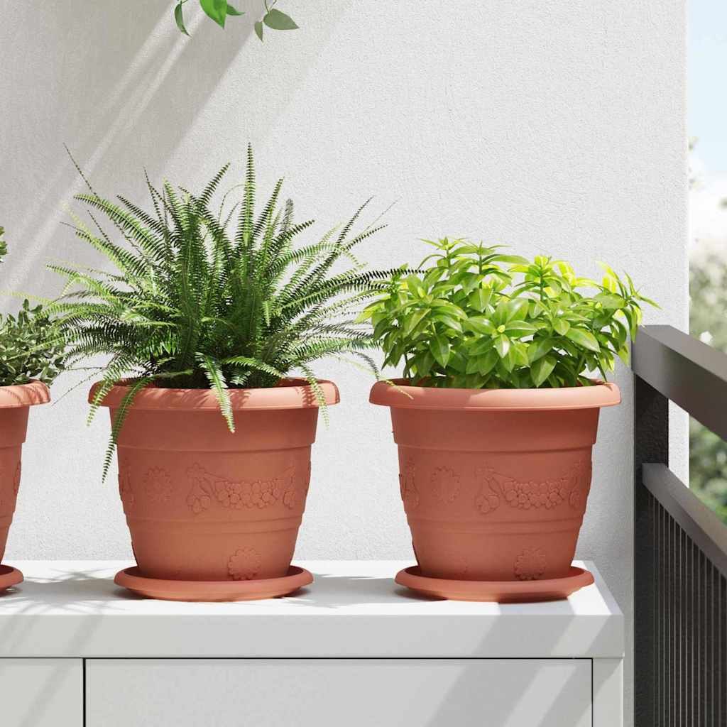 Rund Blomsterpotte 24 pcs Mursten Rød Ø 22 x 18 cm Plastik
