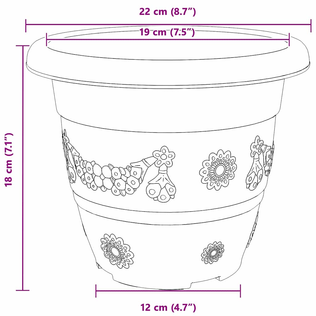 Rund Blomsterpotte 24 pcs Mursten Rød Ø 22 x 18 cm Plastik