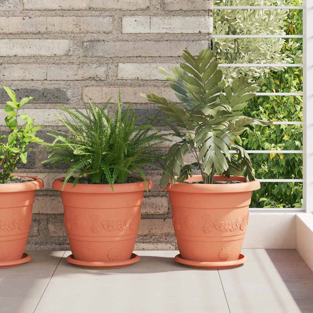 Rund Blomsterpotte 24 pcs Mursten Rød Ø 26 x 21.5 cm Plastik