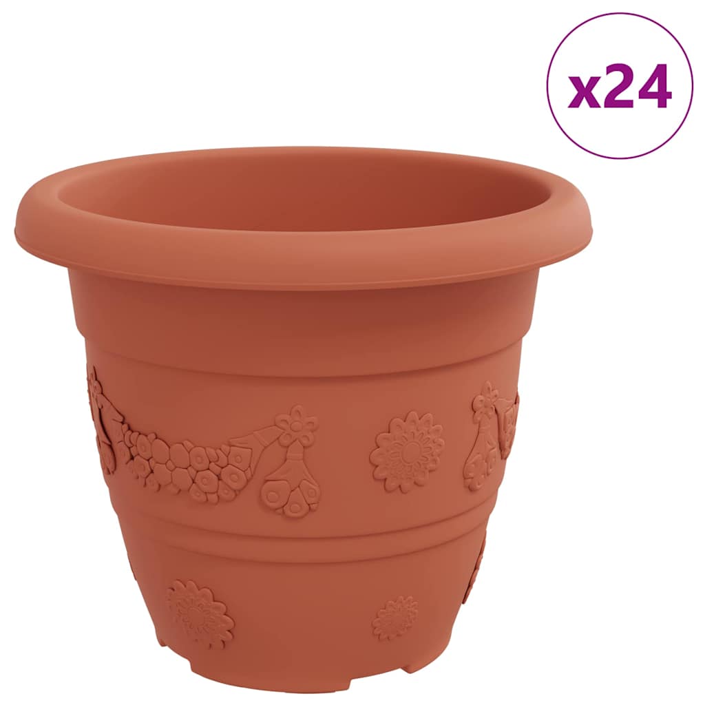 Rund Blomsterpotte 24 pcs Mursten Rød Ø 26 x 21.5 cm Plastik