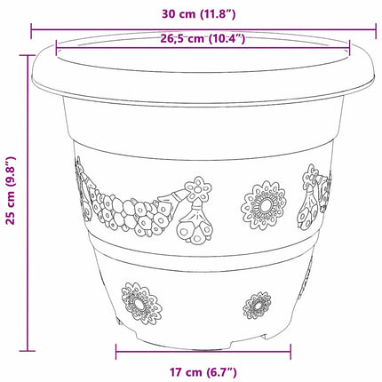 Rund Blomsterpotte 24 pcs Sort Ø 30 x 25 cm Plastik