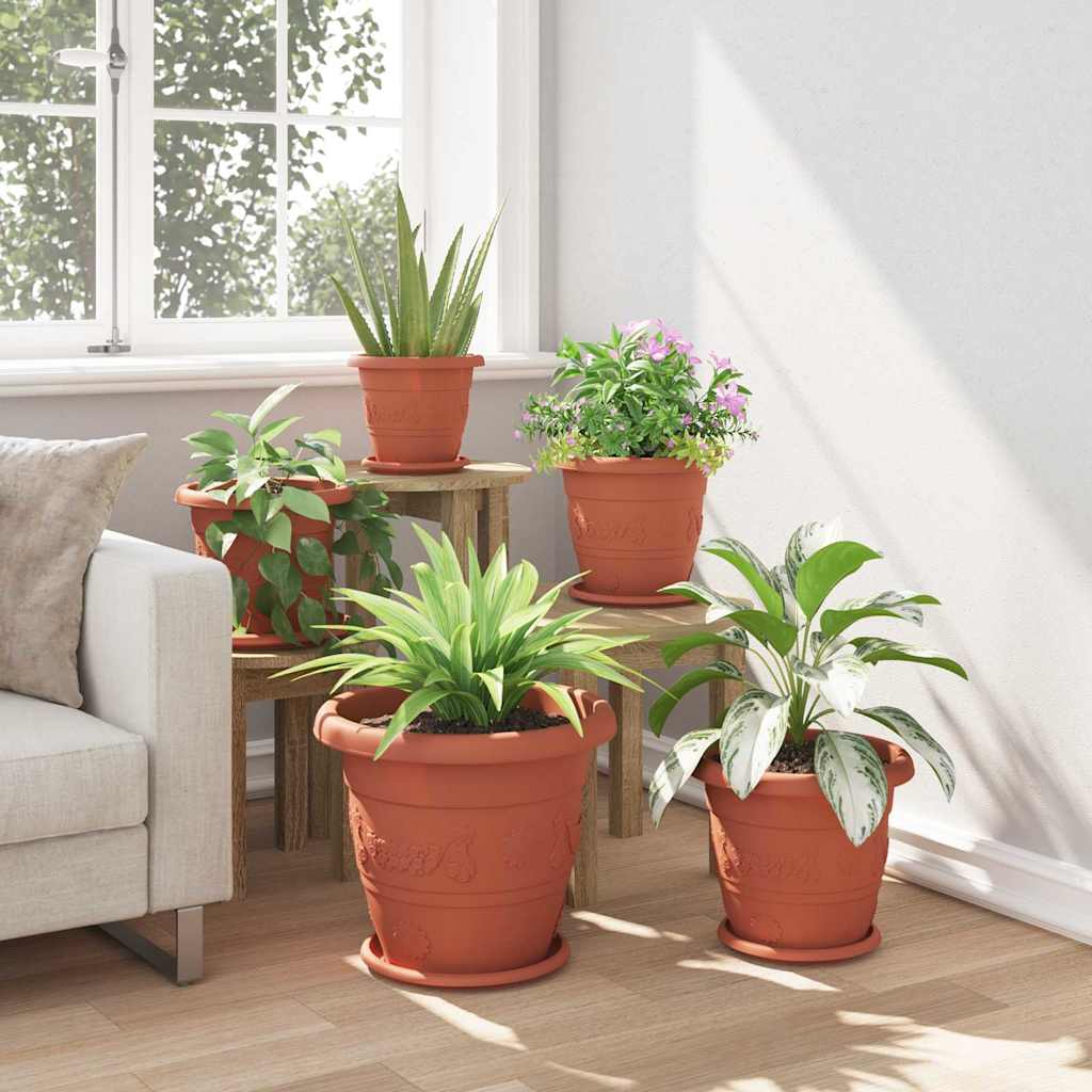 Rund Blomsterbakke 6 pcs Mursten Rød Ø 27 x 2,5 cm Plastik