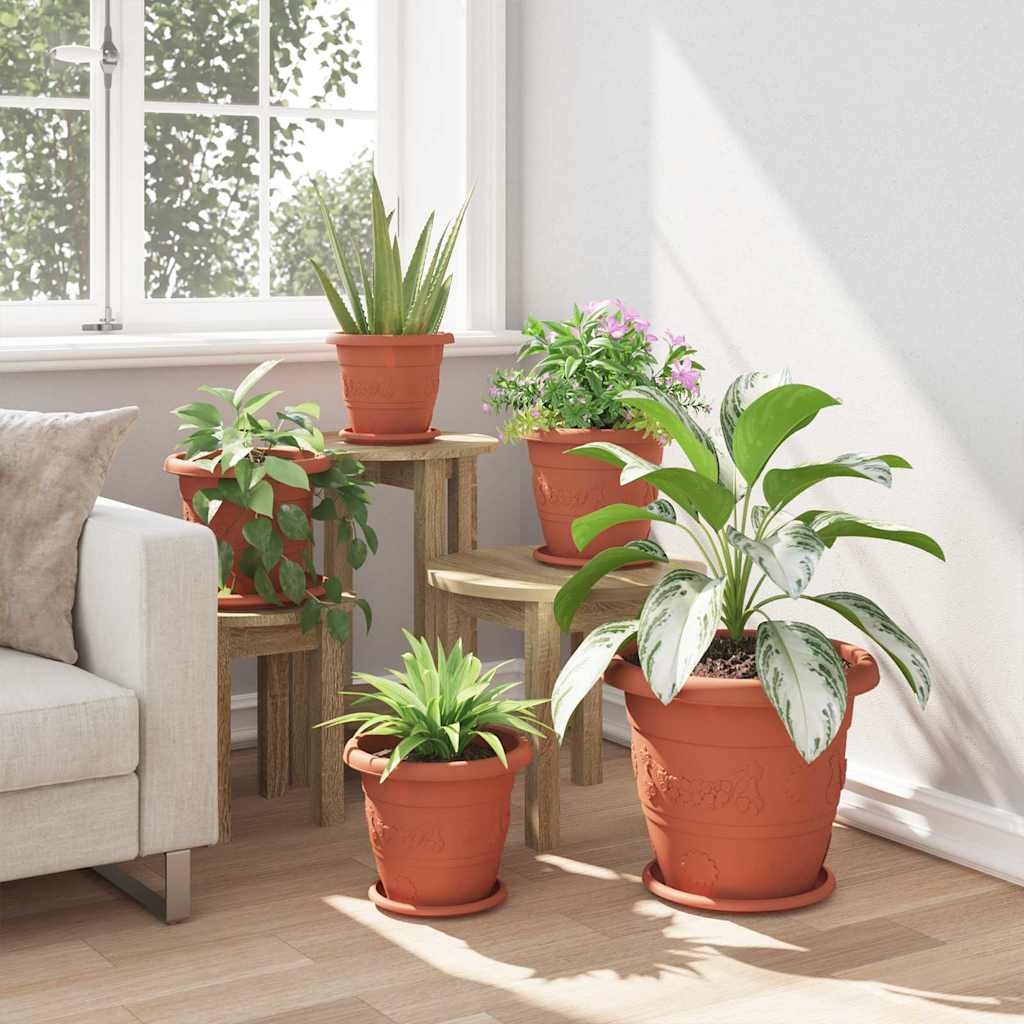 Rund Blomsterbakke 24 pcs Mursten Rød Ø 14 x 2 cm Plastik