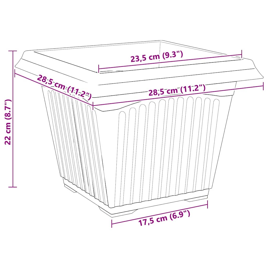 Firkantet Blomsterkrukke 6 pcs Mursten Rød 28,5 x 28,5 x 22 cm