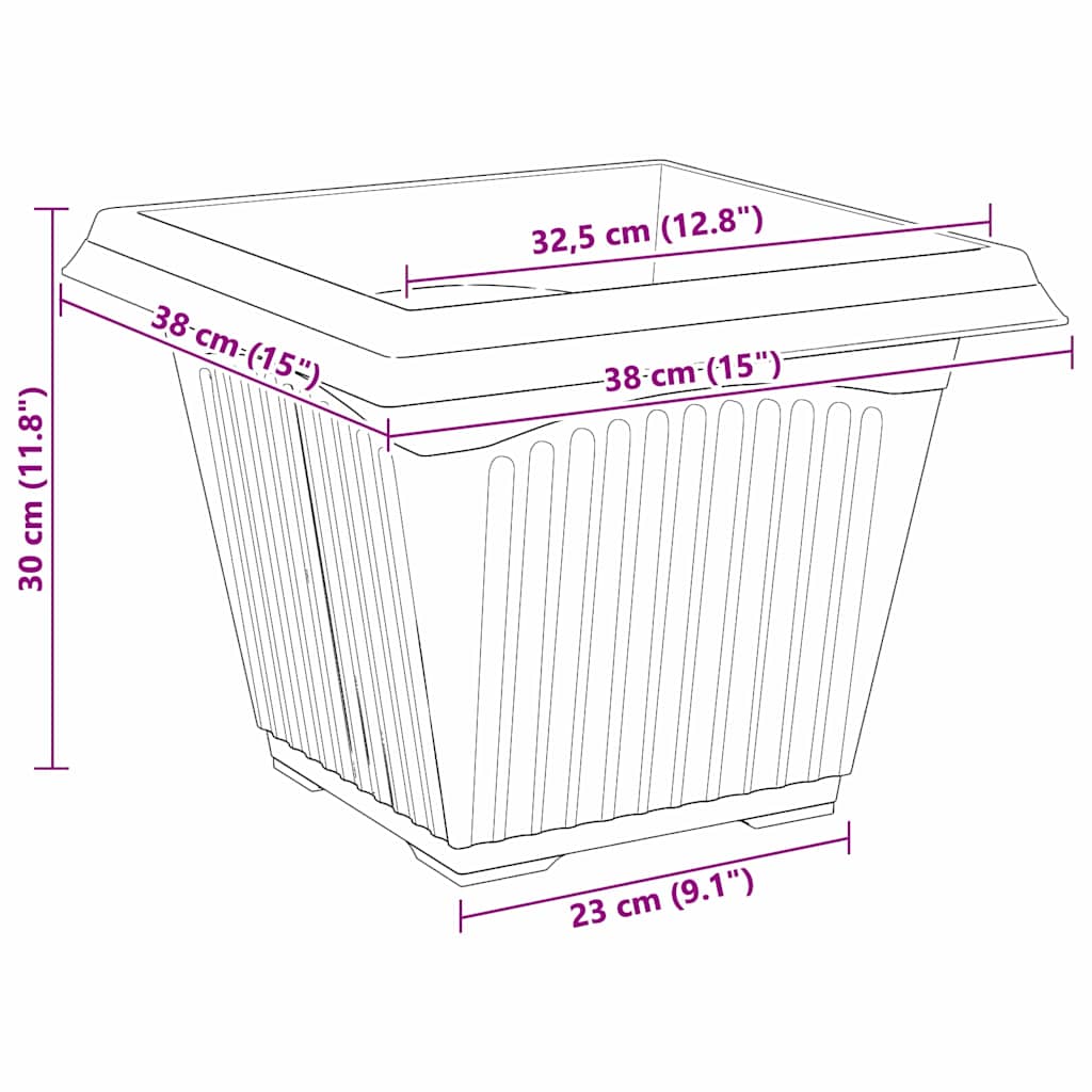 Firkantet Blomsterkrukke 6 pcs Mursten Rød 38 x 38 x 30 cm
