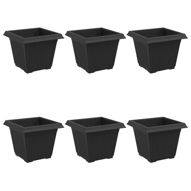 Firkantet Blomsterkrukke 6 pcs Sort 20 x 20 x 16 cm Plastik