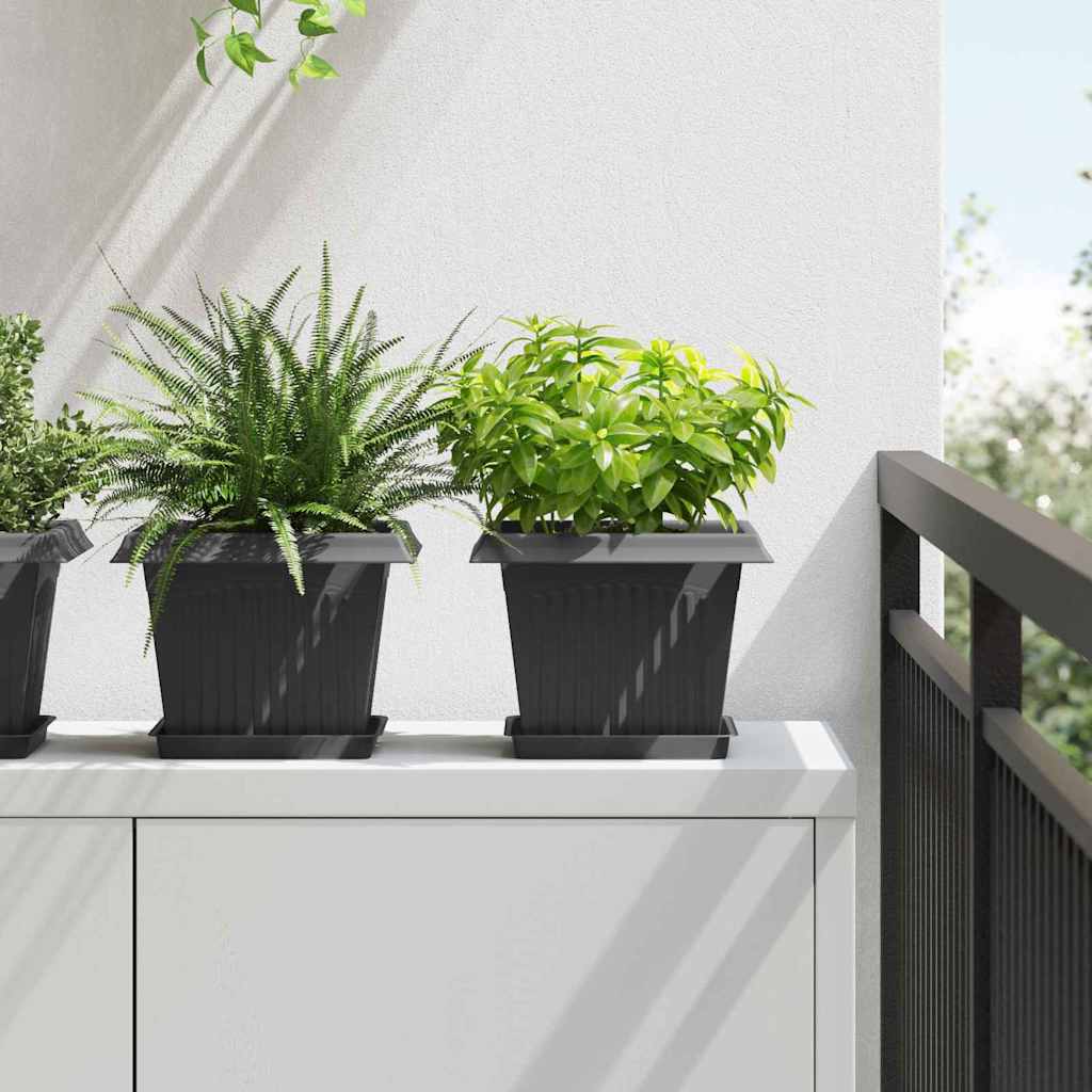 Firkantet Blomsterkrukke 6 Pcs Sort 23 X 23 X 17,5 Cm Plastik - Vidaxl