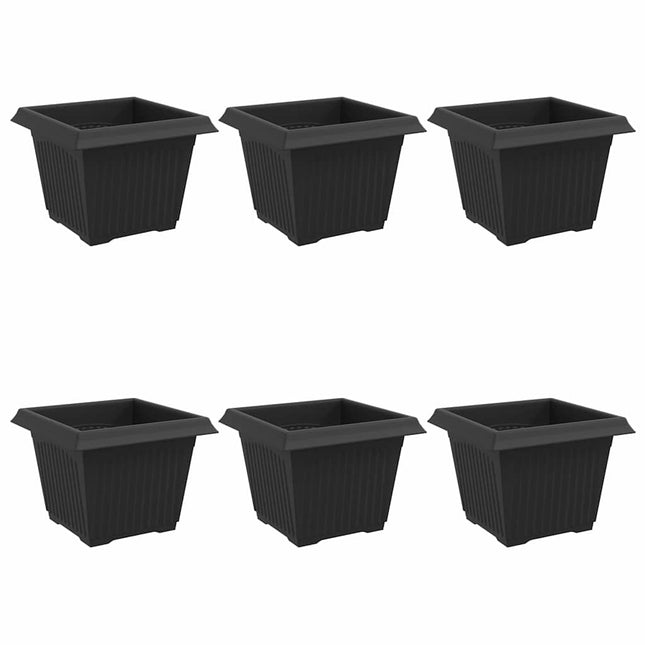 Firkantet Blomsterkrukke 6 pcs Sort 23 x 23 x 17,5 cm Plastik
