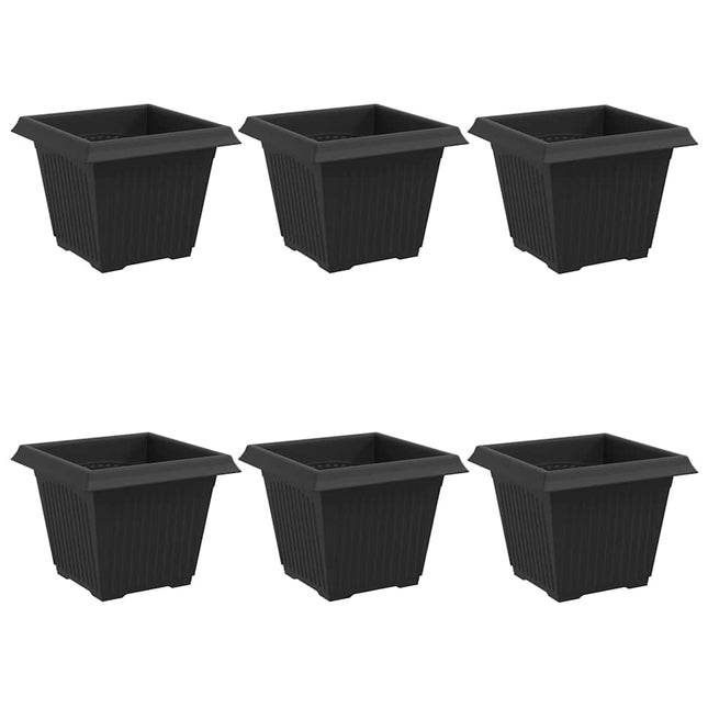 Firkantet Blomsterkrukke 6 pcs Sort 33 x 33 x 26 cm Plastik