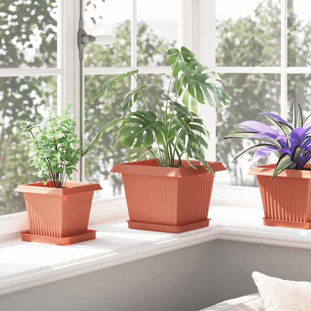 Firkantet Blomsterkrukke 24 pcs Mursten Rød 23 x 23 x 17,5 cm
