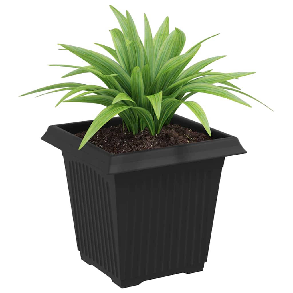 Firkantet Blomsterkrukke 24 pcs Sort 16 x 16 x 14 cm Plastik